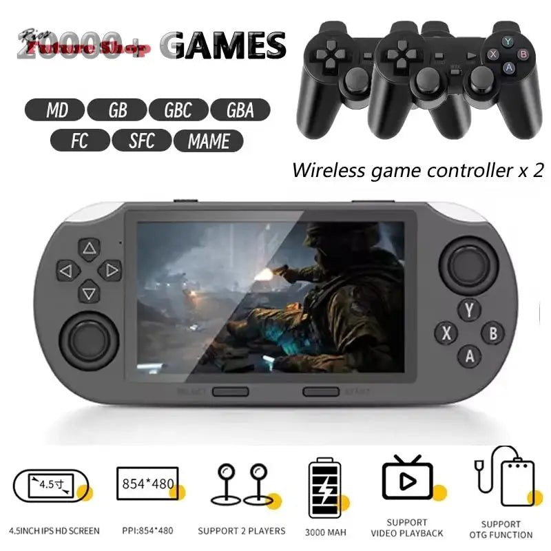Retro Handheld Game Console 4.5 Inch IPS Video Game Consoles Built-in 20000+ Games Wireless Game Controller For PS1 GBA - Rios Future Shop