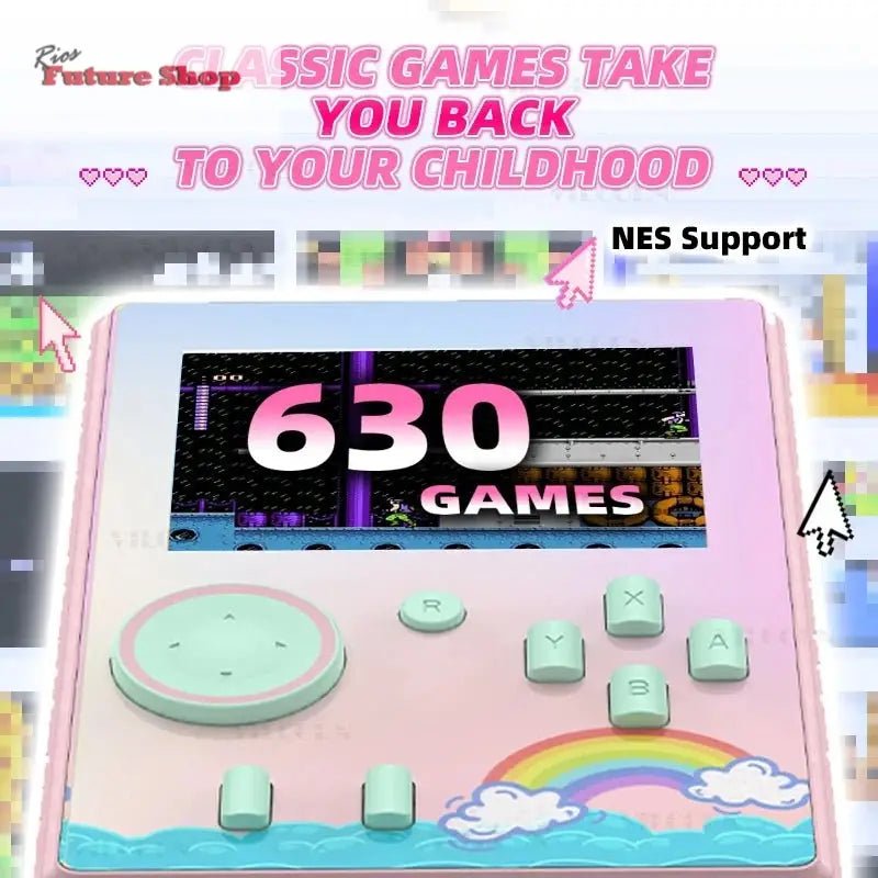 Retro Handheld Video Game Console Player 3 Inch HD Color 630 Games For NES Game Boy - Rios Future Shop