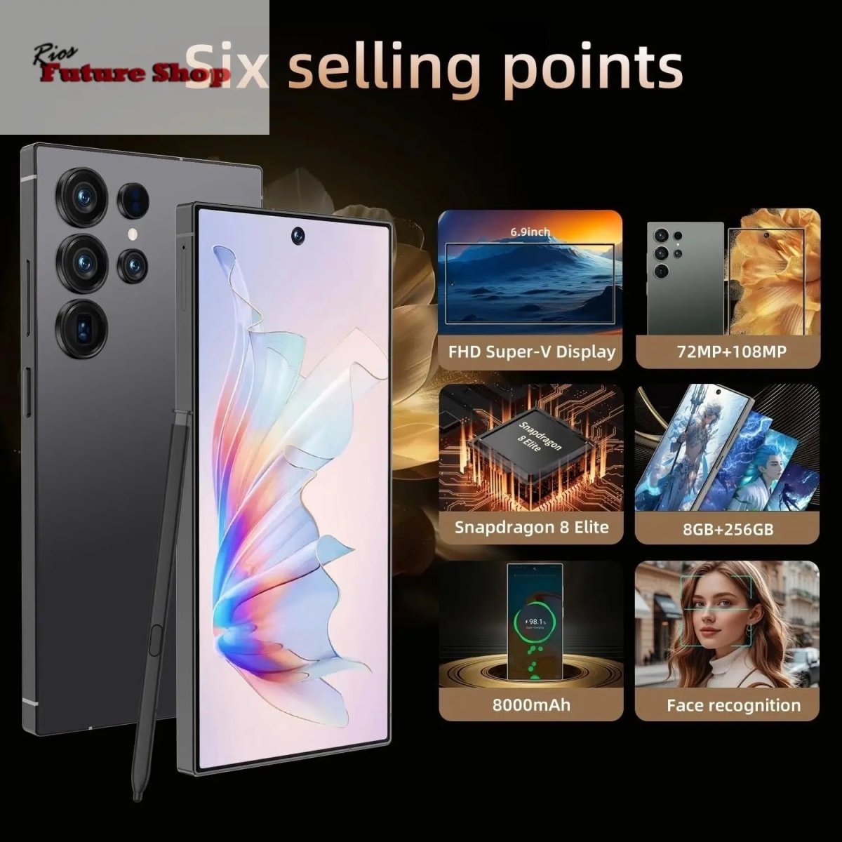 S25 Ultra Cell Phone 5G Unlocked Phone,Smartphone With Tool Pen, Android 15.0 Cell Phone - Rios Future Shop