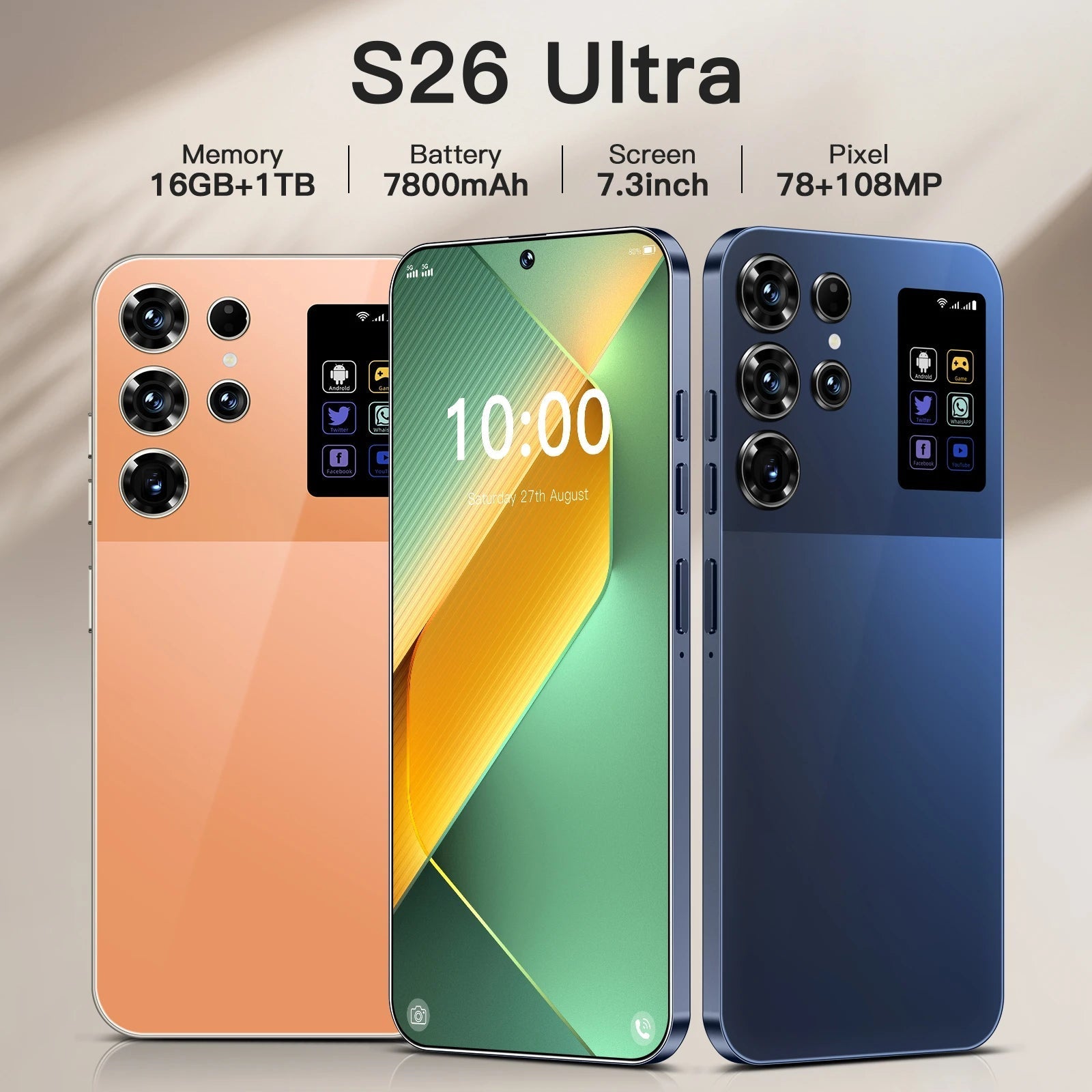 S26 Smartphone 16GB+1TB 7.3inch - Rios Future Shopsmartphones191288010:3327837Black;200001046:4807216g;210188933:11835346256 GB;210214501:3496622US