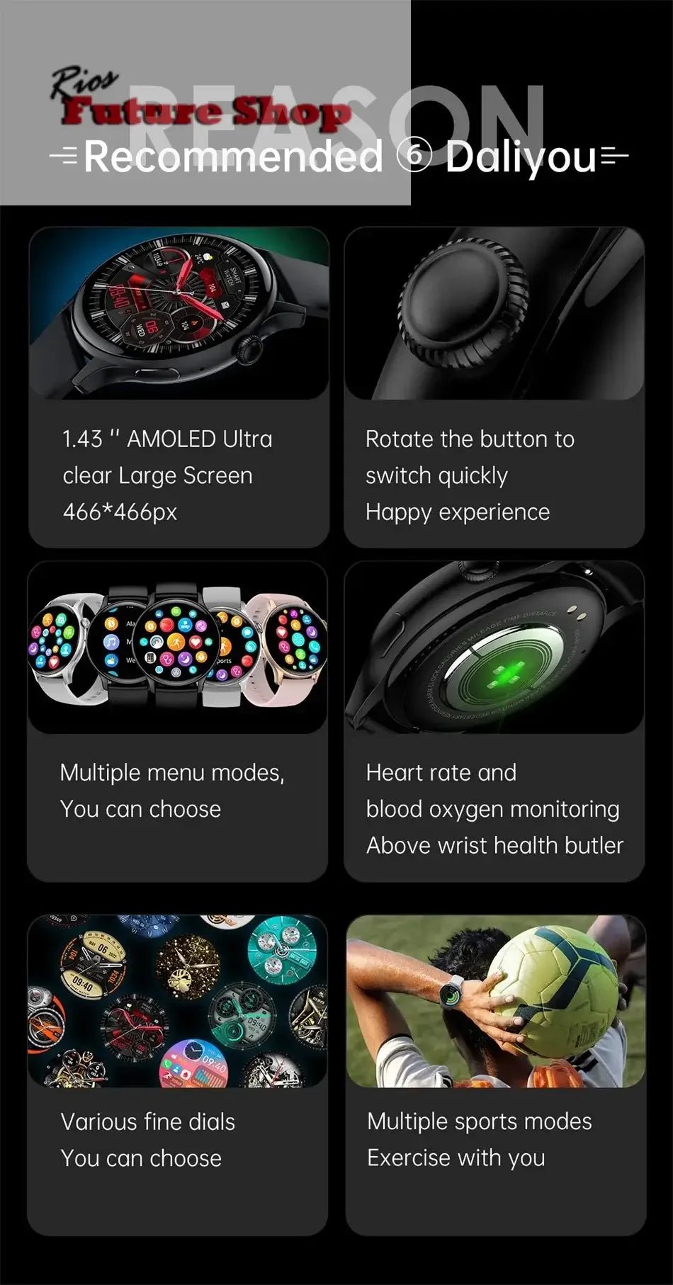 Smart Watch 466*466 HD Health Tracker For Xiaomi - Rios Future Shop