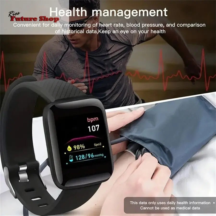 Smart Watch For Men Women Kids Message Remind Music Control Sport Step Calories D13 Smartwatch Alarm Clock 116Plus - Rios Future Shop