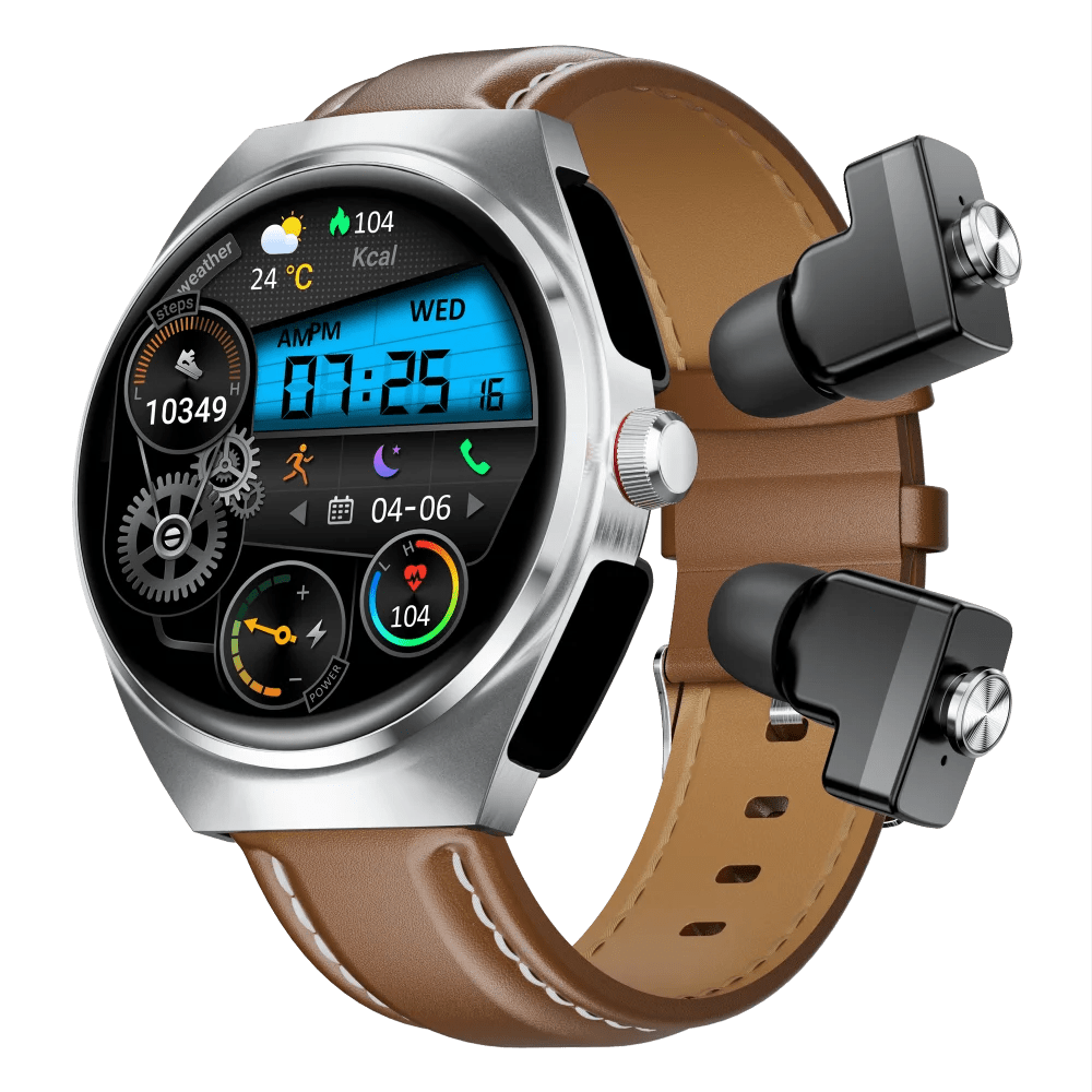 Smart Watch Leather Band with Earbuds 2 in 1 - Rios Future Shop