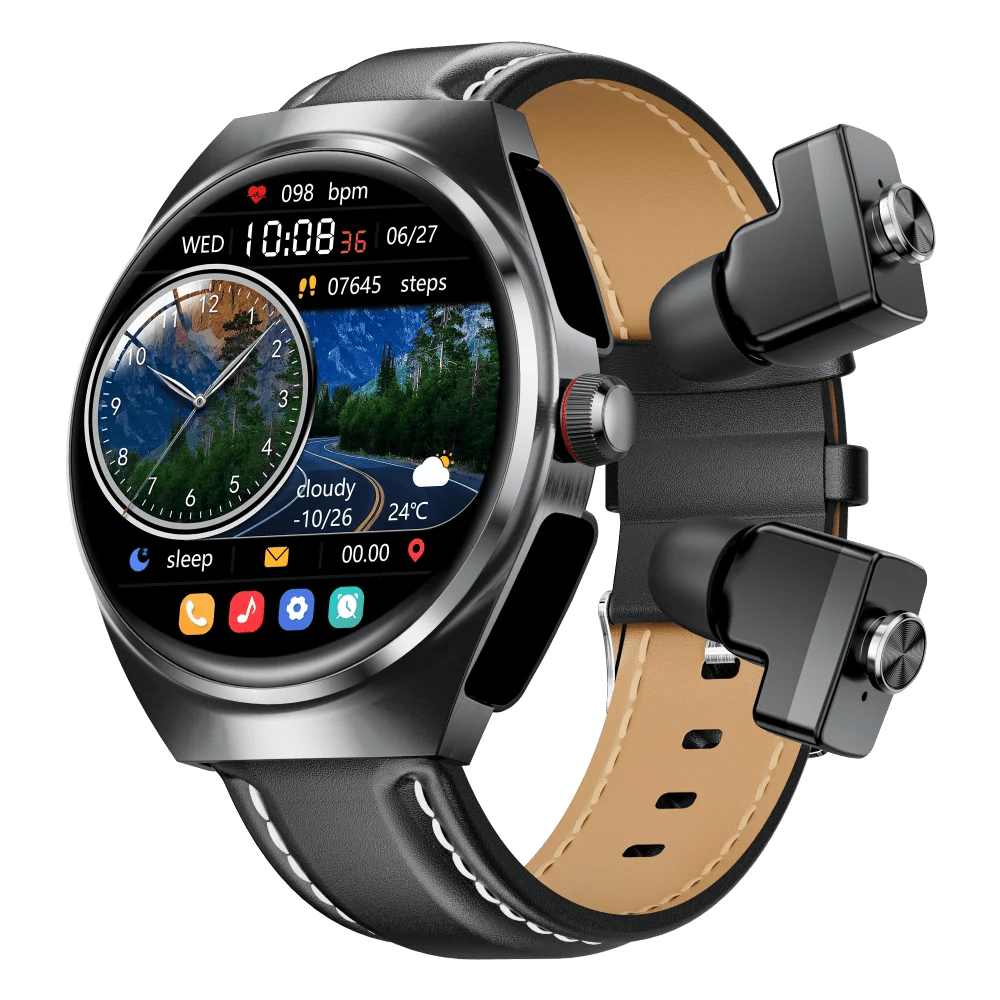 Smart Watch Leather Band with Earbuds 2 in 1 - Rios Future Shop