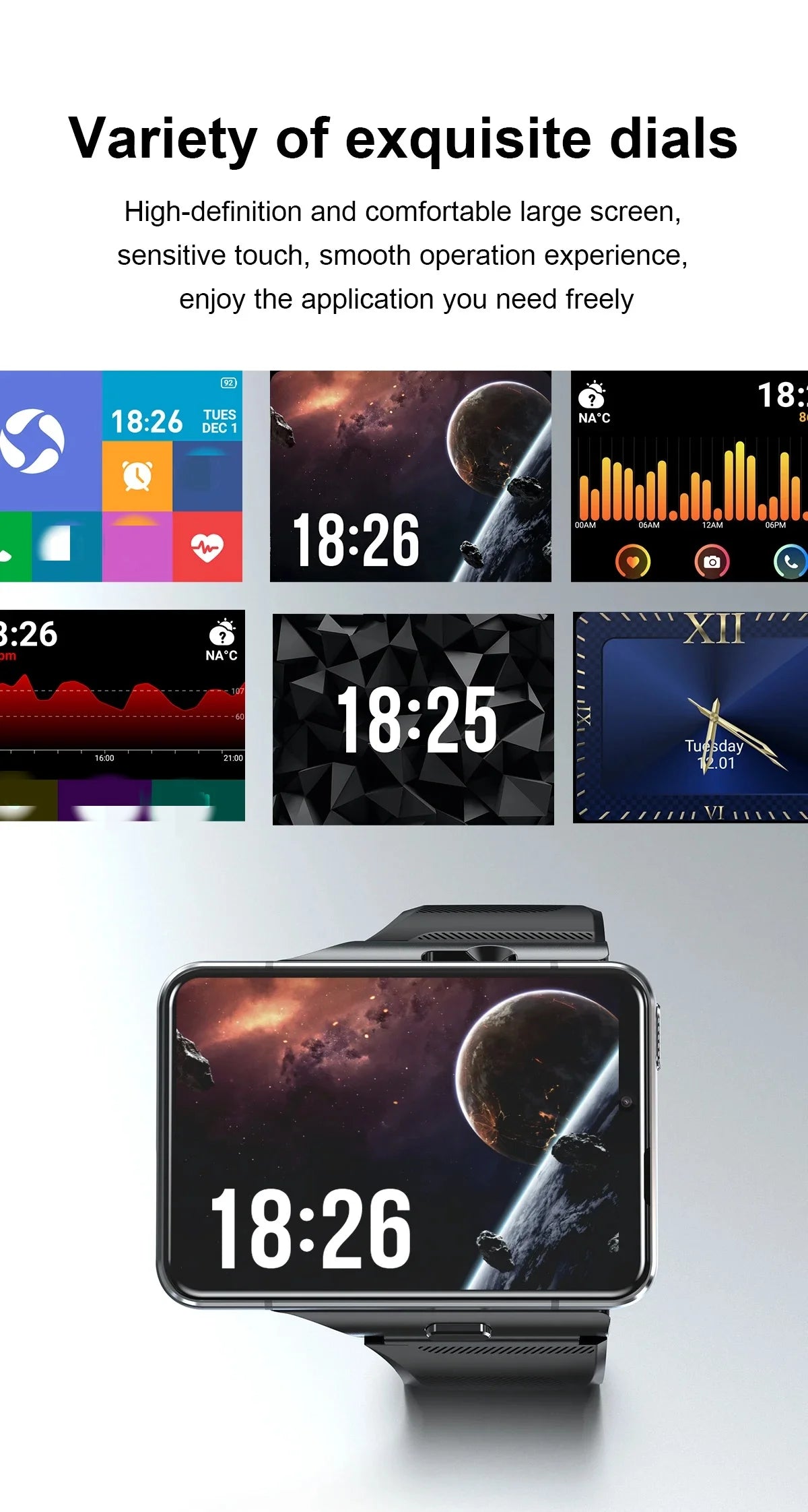 Smart Watch Phone 4G LTE Android 9 4+64GB Smartwatch 2.88" Screen Men Watch 2300mAh Dual Camera Face Unlock GPS WIFI DSers