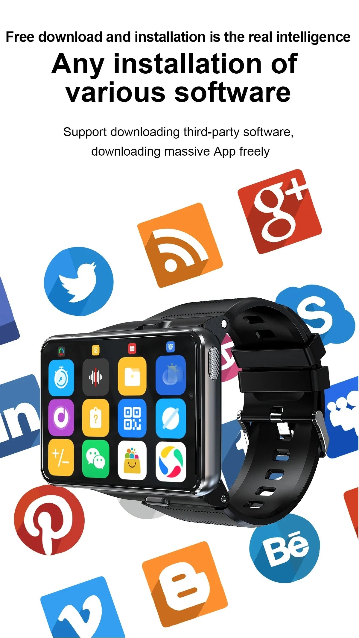 Smart Watch Phone 4G LTE Android 9 4+64GB Smartwatch 2.88" Screen Men Watch 2300mAh Dual Camera Face Unlock GPS WIFI DSers
