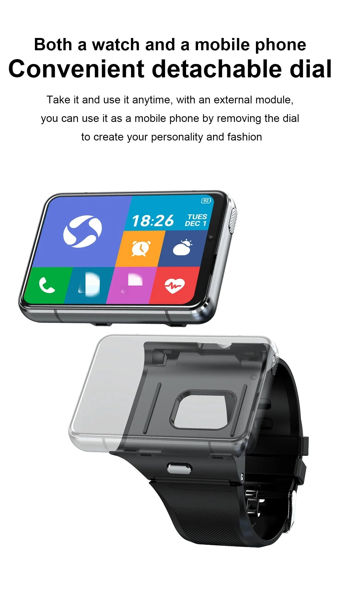 Smart Watch Phone 4G LTE Android 9 4+64GB Smartwatch 2.88" Screen Men Watch 2300mAh Dual Camera Face Unlock GPS WIFI DSers