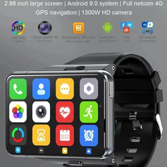 Smart Watch Phone 4G LTE Android 9 4+64GB Smartwatch 2.88" Screen Men Watch 2300mAh Dual Camera Face Unlock GPS WIFI DSers