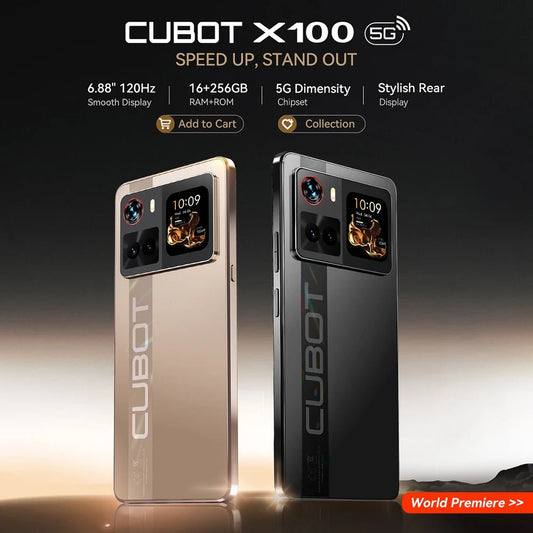 Smartphone 5G Cubot X100, Android 15, Dimensity 7025, 6nm, 2.5GHz,6.88-inch Screen,16GB(8+8),256GB, 64MP Camera, 5100mAh Battery DSersALIEXPRESS