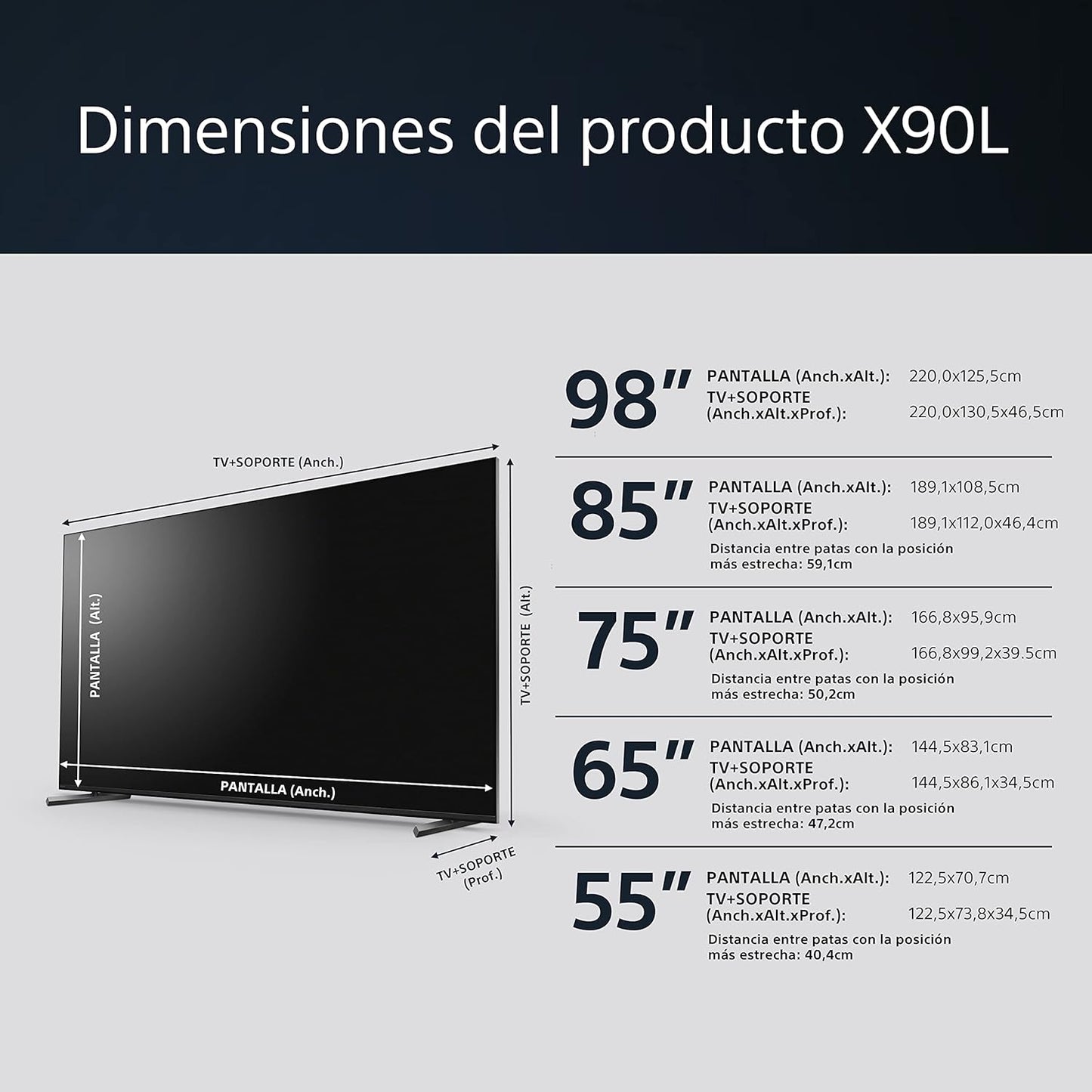 Sony BRAVIA XR-85X90L, 85 Pulgadas, TV Full Array LED, 4K HDR, Smart Google TV, Funciones Eco, Bravia Core, Menú Gaming para PlayStation5, Marco de Aluminio