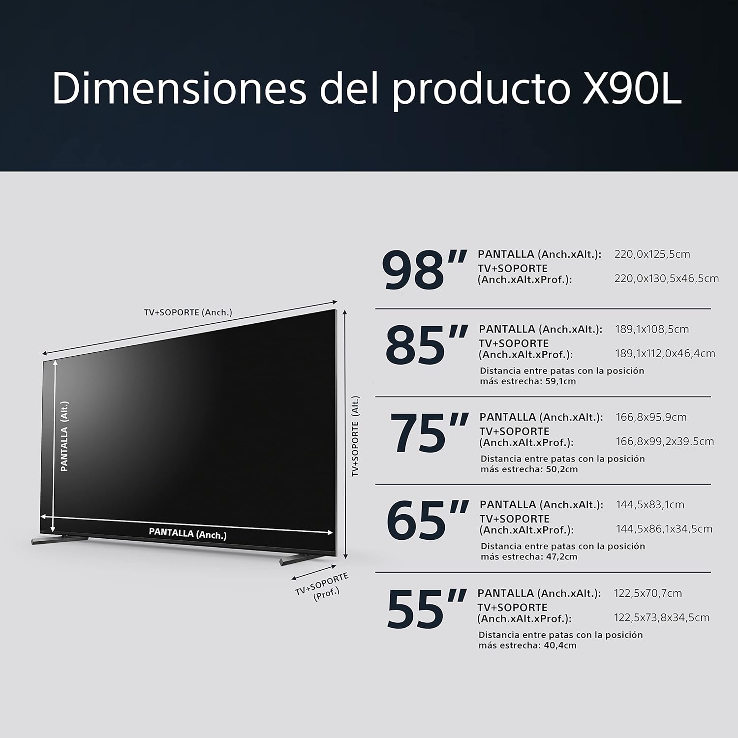 Sony BRAVIA XR-85X90L, 85 Pulgadas, TV Full Array LED, 4K HDR, Smart Google TV, Funciones Eco, Bravia Core, Menú Gaming para PlayStation5, Marco de Aluminio
