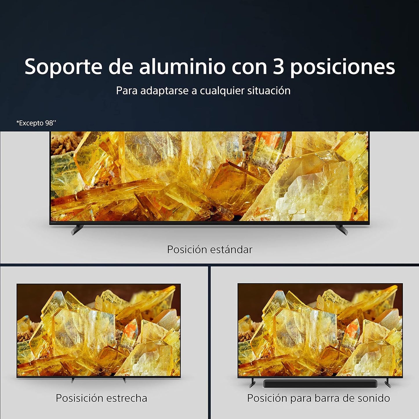 Sony BRAVIA XR-85X90L, 85 Pulgadas, TV Full Array LED, 4K HDR, Smart Google TV, Funciones Eco, Bravia Core, Menú Gaming para PlayStation5, Marco de Aluminio