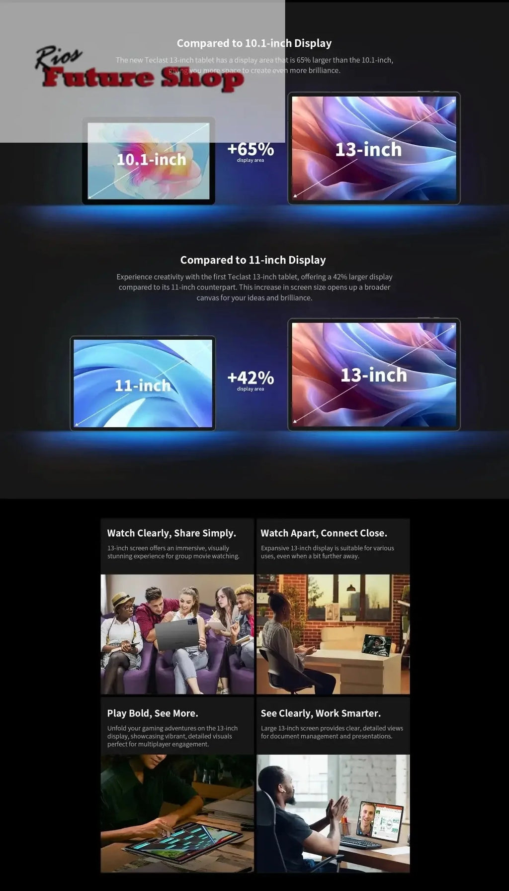 T65 Max 13" HD Display Android 14 Tablet MediaTek - Rios Future Shop