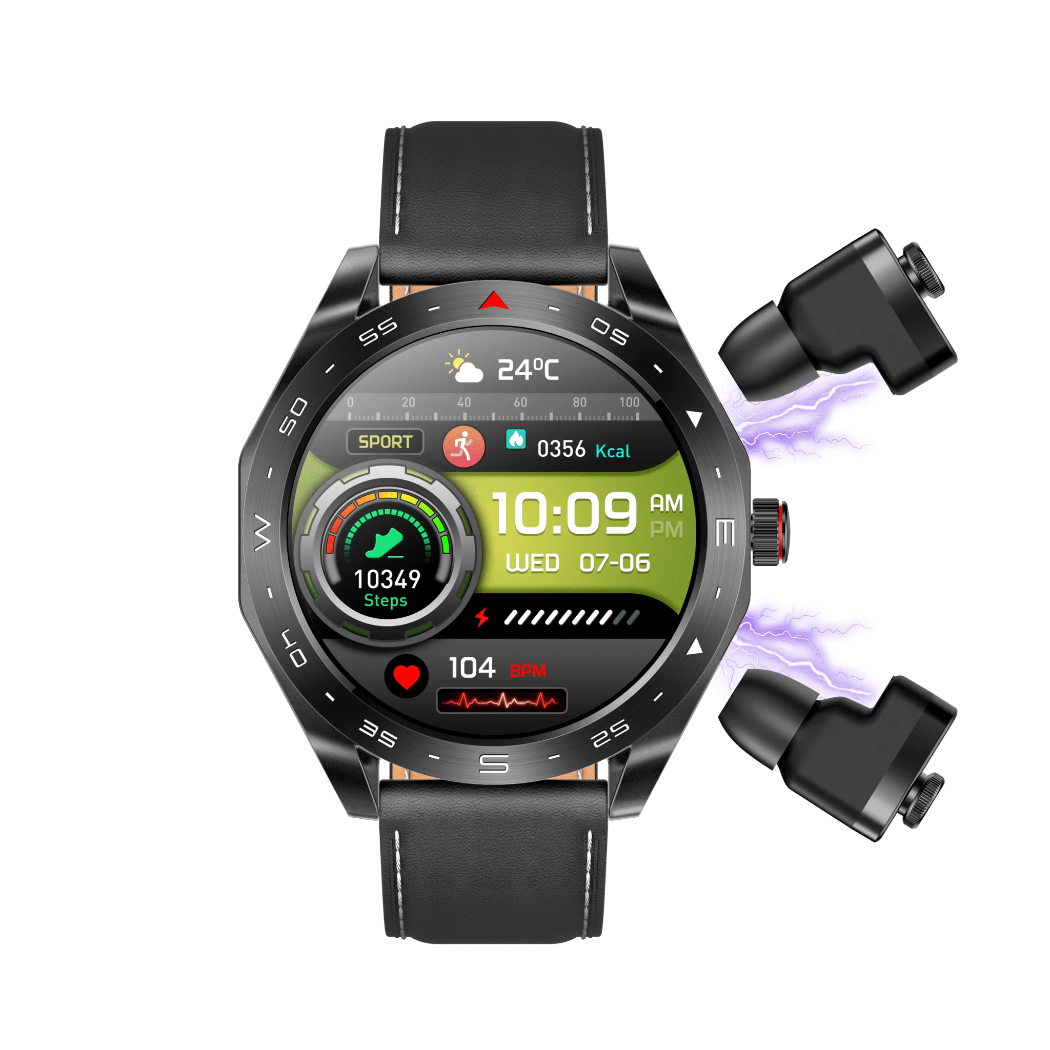 T95 Smart Watch With Earbuds TWS 2 in 1 - Rios Future Shopsmartwatches191288010:-11Black Leather