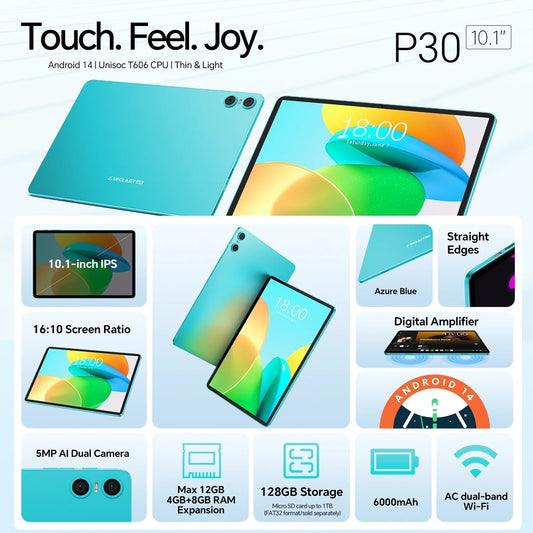 Teclast P30 Android 14 Tablet, 10.1 Inch, up to 12Gb Ram, 128Gb Rom, 1280X800 Ips, Unisoc T606, 8 Cores, 6000 Mah DSersALIEXPRESS