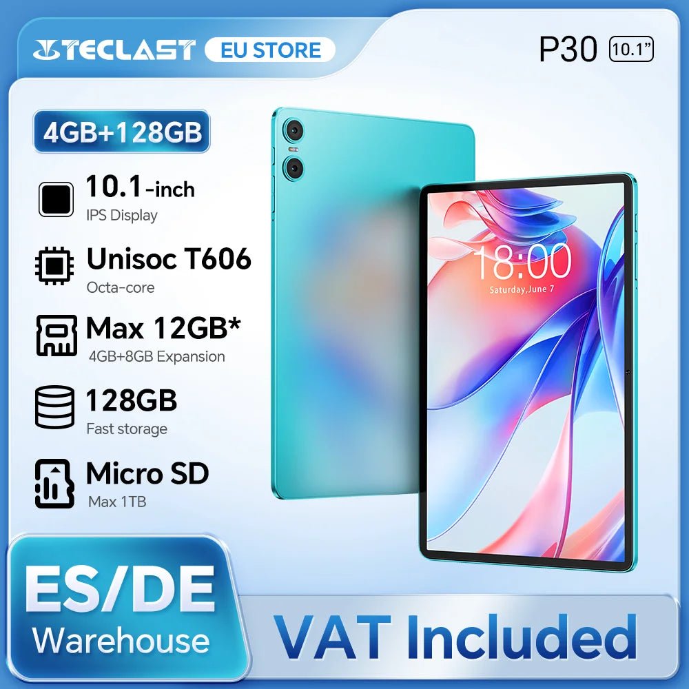 Teclast P30 Android 14 Tablet, 10.1 Inch, up to 12Gb Ram, 128Gb Rom, 1280X800 Ips, Unisoc T606, 8 Cores, 6000 Mah DSersALIEXPRESS