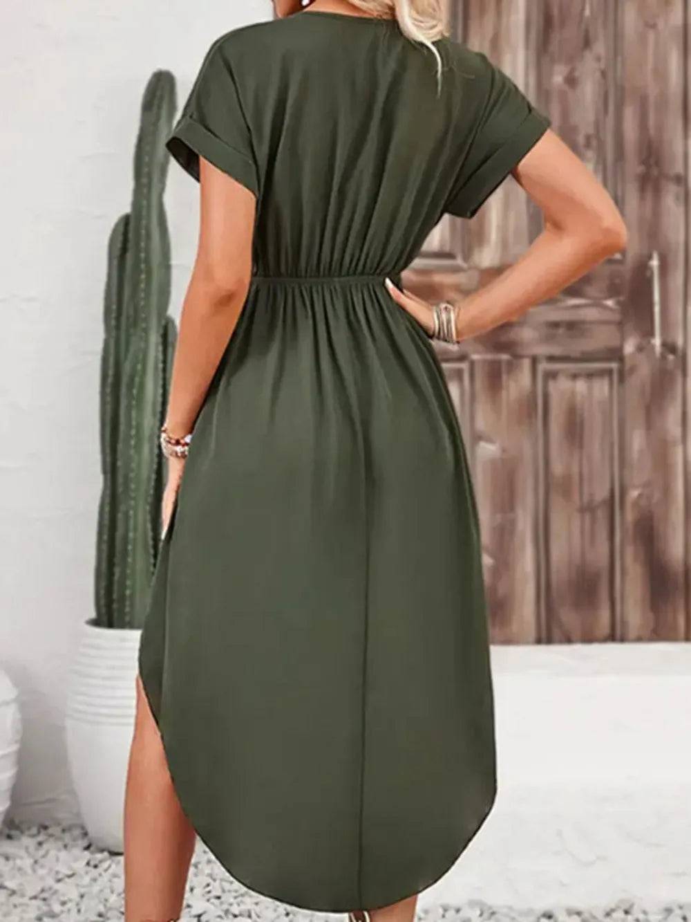 Tied Surplice Short Sleeve Dress eprolo