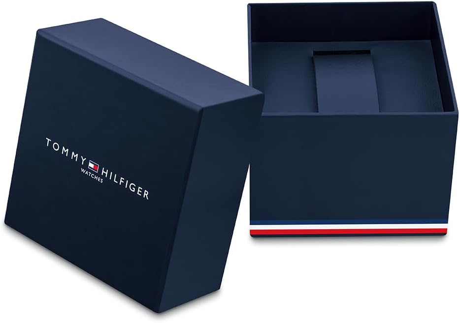 Tommy Hilfiger Relógio analógico multifuncional de quartzo para homens com correia de silicone, aço inoxidável ou couro, subesferas para dia e data, resistente à água até 5ATM.