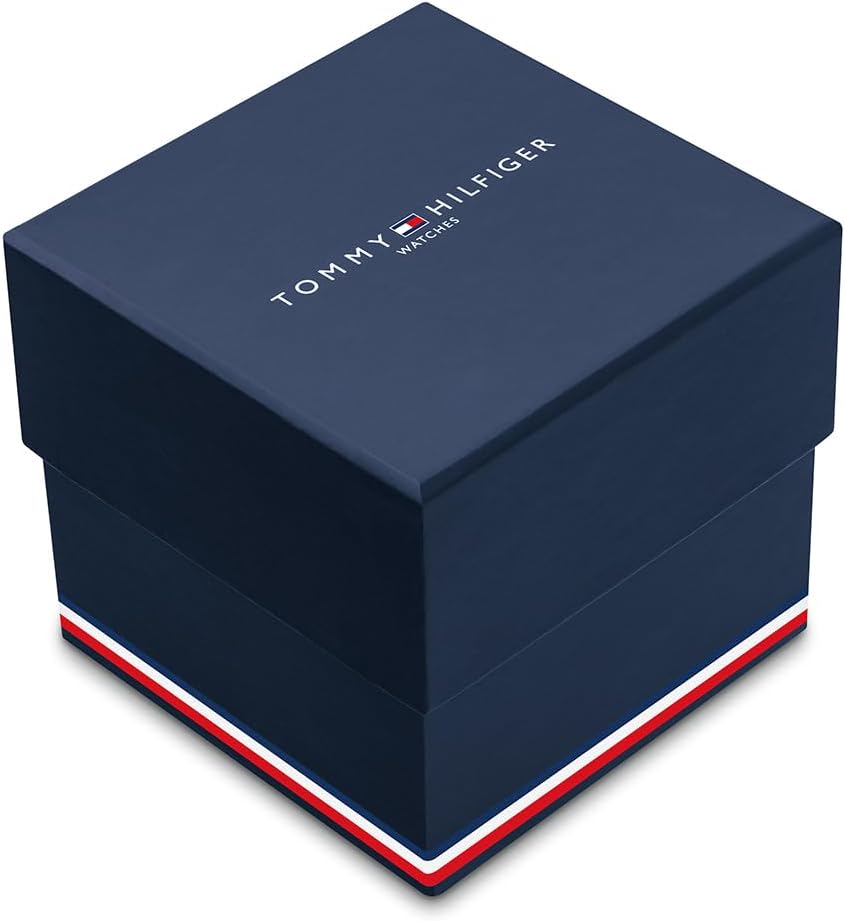 Tommy Hilfiger Relógio analógico multifuncional de quartzo para homens com correia de silicone, aço inoxidável ou couro, subesferas para dia e data, resistente à água até 5ATM.