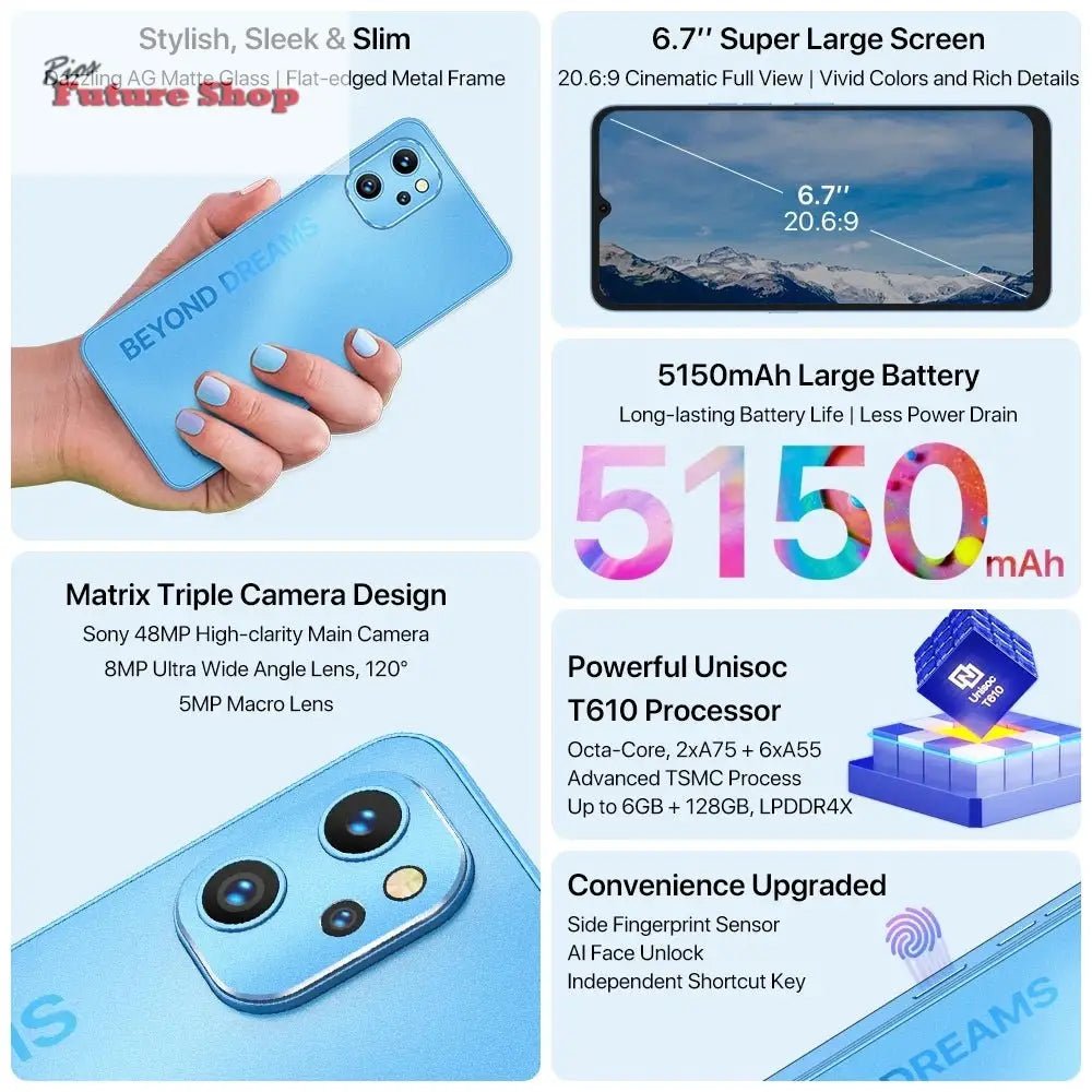 UMIDIGI A13 Pro Android Smartphone NFC 48MP AI Triple Camera 6GB 128GB 6.7" Full Display 5150mAh Global Version Cellphone - Rios Future Shop