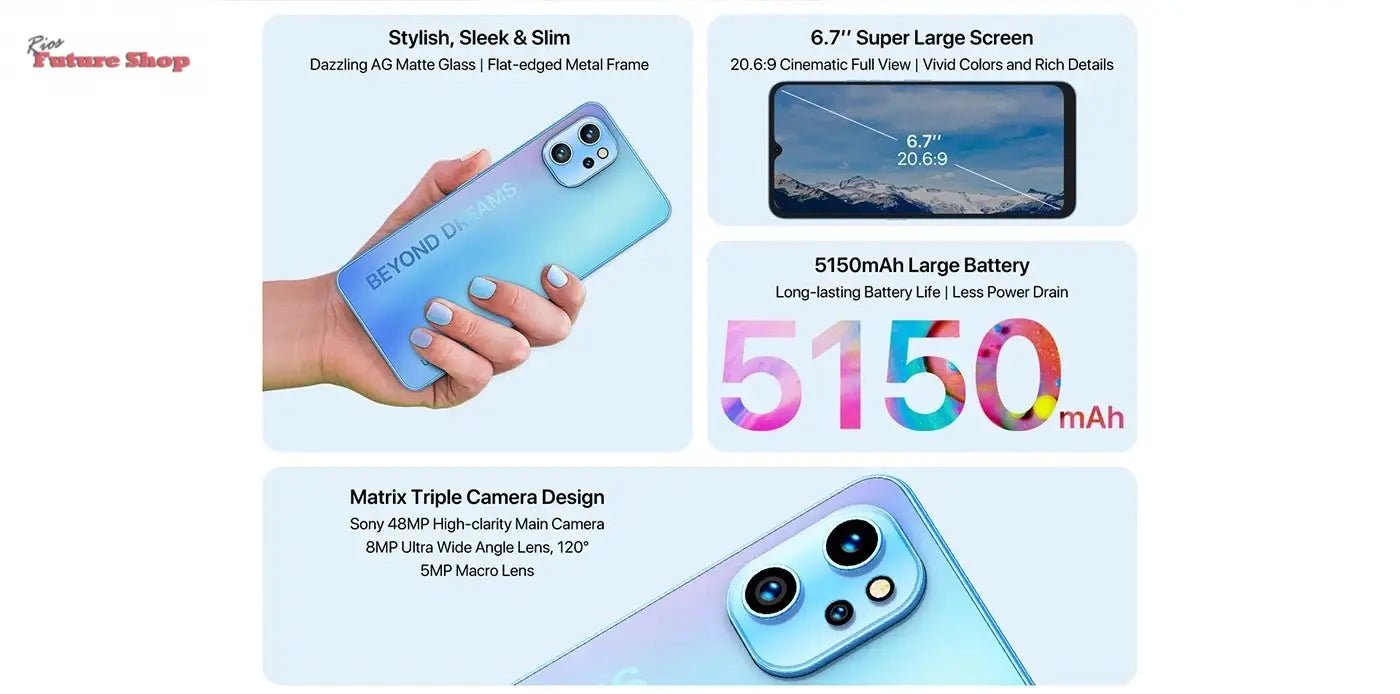 UMIDIGI A13 Pro Android Smartphone NFC 48MP AI Triple Camera 6GB 128GB 6.7" Full Display 5150mAh Global Version Cellphone - Rios Future Shop