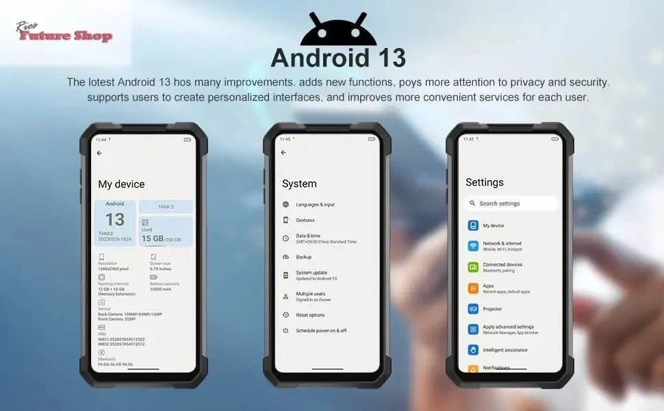 Unihertz 8849 tank 2 waterproof projector smartphone 24GB 512GB Rugged Cellphone 64MP Super night vision 15500mAh phone - Rios Future Shop