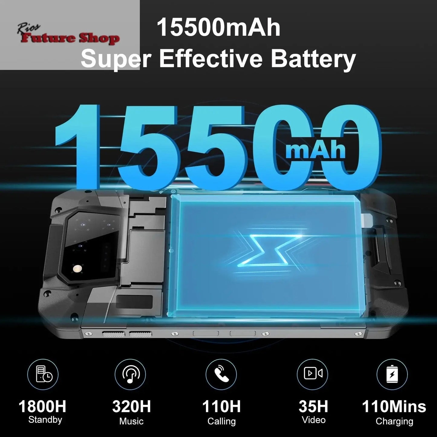 Unihertz 8849 tank 2 waterproof projector smartphone 24GB 512GB Rugged Cellphone 64MP Super night vision 15500mAh phone - Rios Future Shop