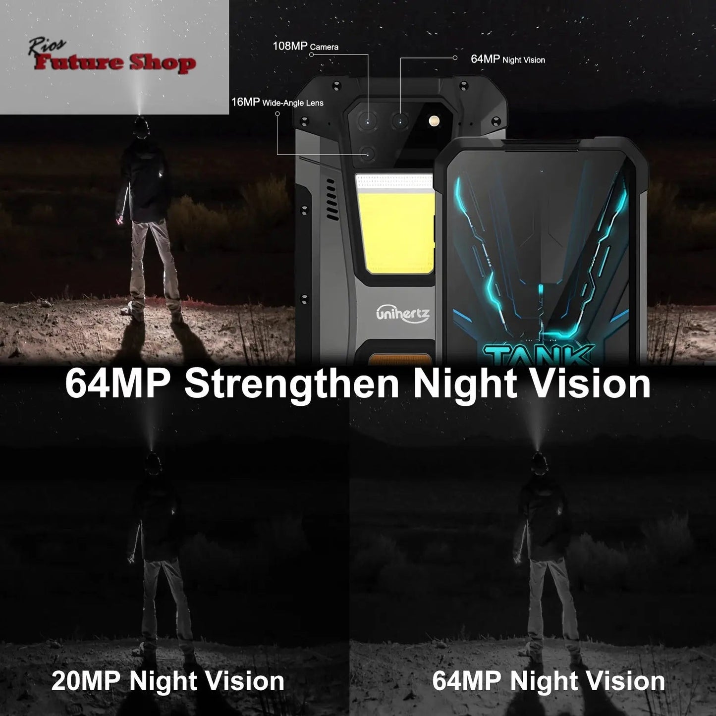 Unihertz 8849 tank 2 waterproof projector smartphone 24GB 512GB Rugged Cellphone 64MP Super night vision 15500mAh phone - Rios Future Shop