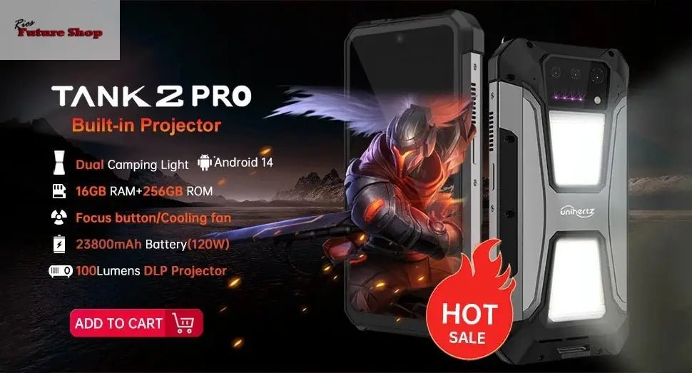 Unihertz 8849 tank 2 waterproof projector smartphone 24GB 512GB Rugged Cellphone 64MP Super night vision 15500mAh phone - Rios Future Shop