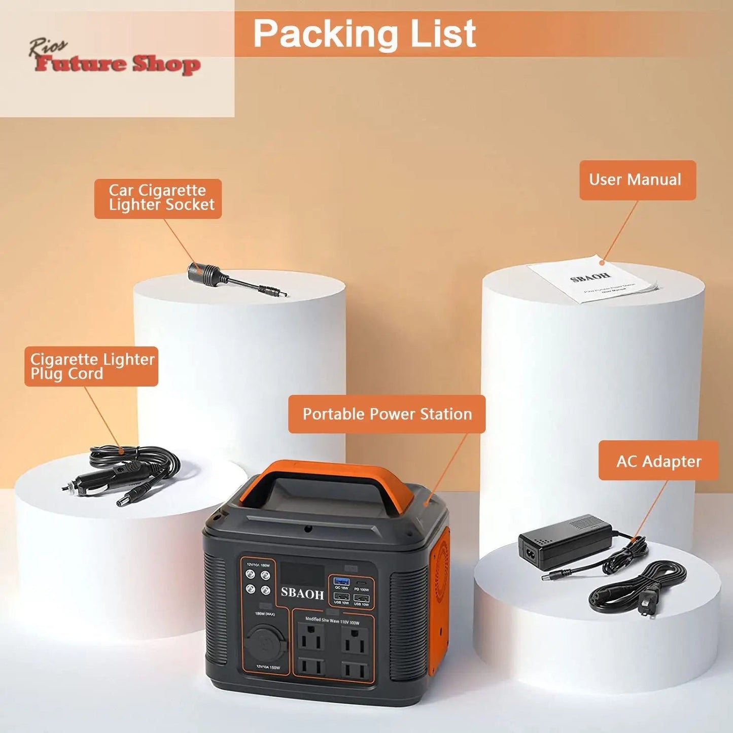 US Plug Portable Power Station P302,300W 296Wh Backup Lithium Battery - Rios Future Shop