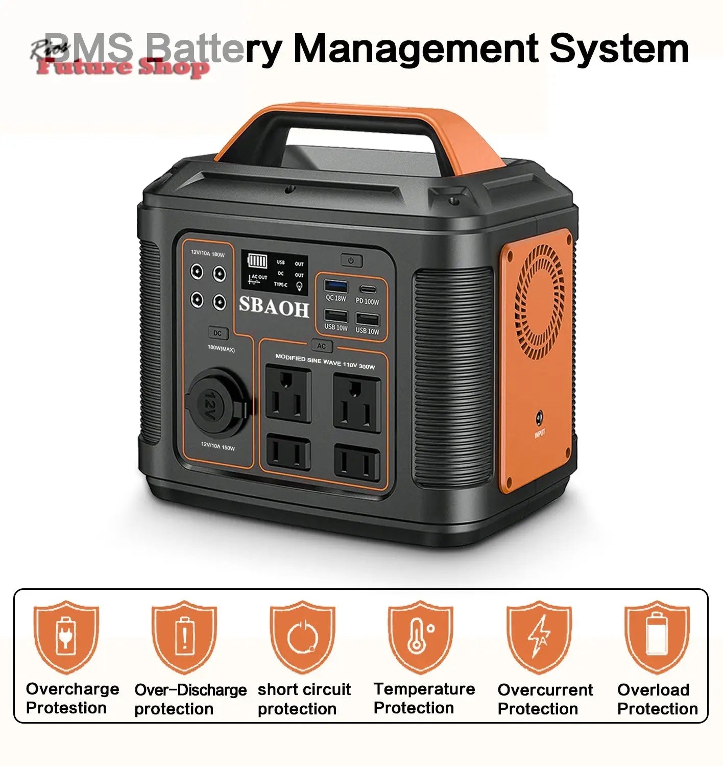 US Plug Portable Power Station P302,300W 296Wh Backup Lithium Battery - Rios Future Shop