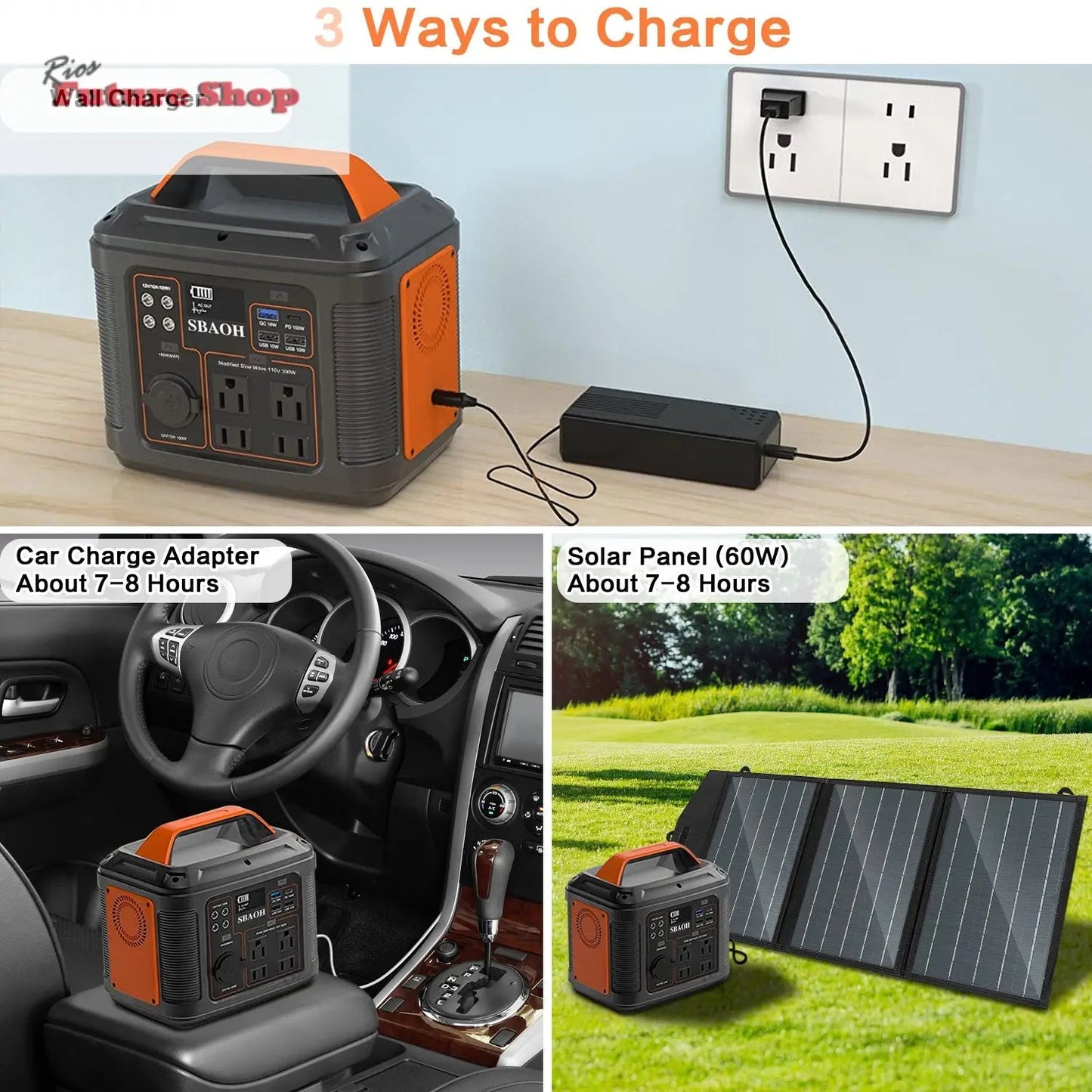US Plug Portable Power Station P302,300W 296Wh Backup Lithium Battery - Rios Future Shop