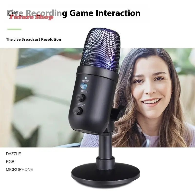 USB Microphone RGB Mobile Phone Computer Live Karaoke E-sports Games Microphone - Rios Future Shop