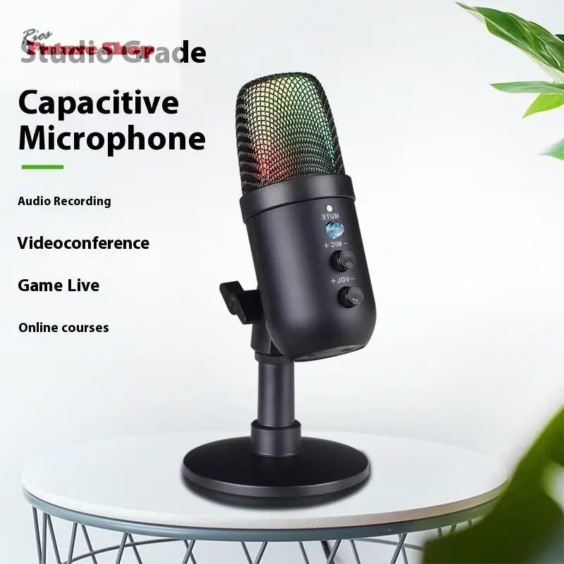 USB Microphone RGB Mobile Phone Computer Live Karaoke E-sports Games Microphone - Rios Future Shop
