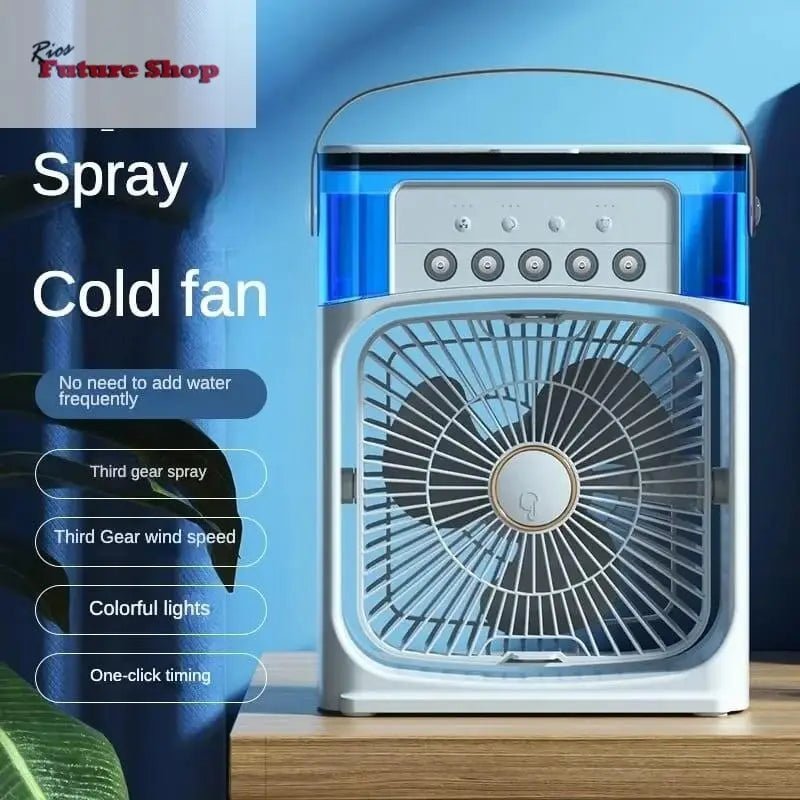 Ventilador de Aire Frío con Pulverizadores de Agua y Luz RGB - Rios Future Shop