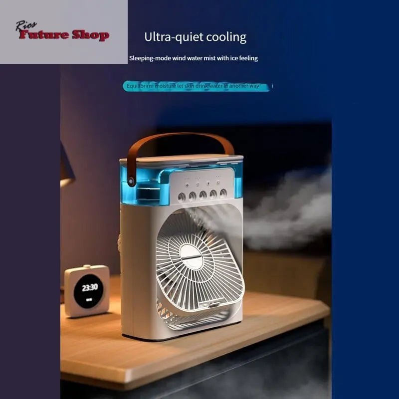 Ventilador de Aire Frío con Pulverizadores de Agua y Luz RGB - Rios Future Shop