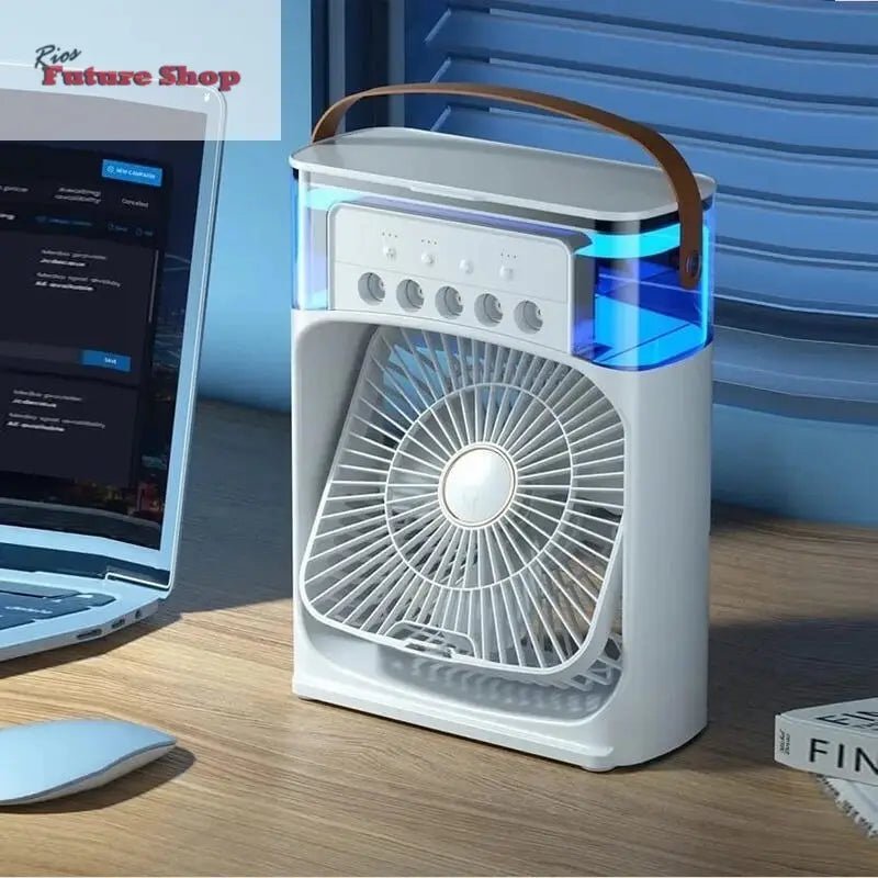 Ventilador de Aire Frío con Pulverizadores de Agua y Luz RGB - Rios Future Shop
