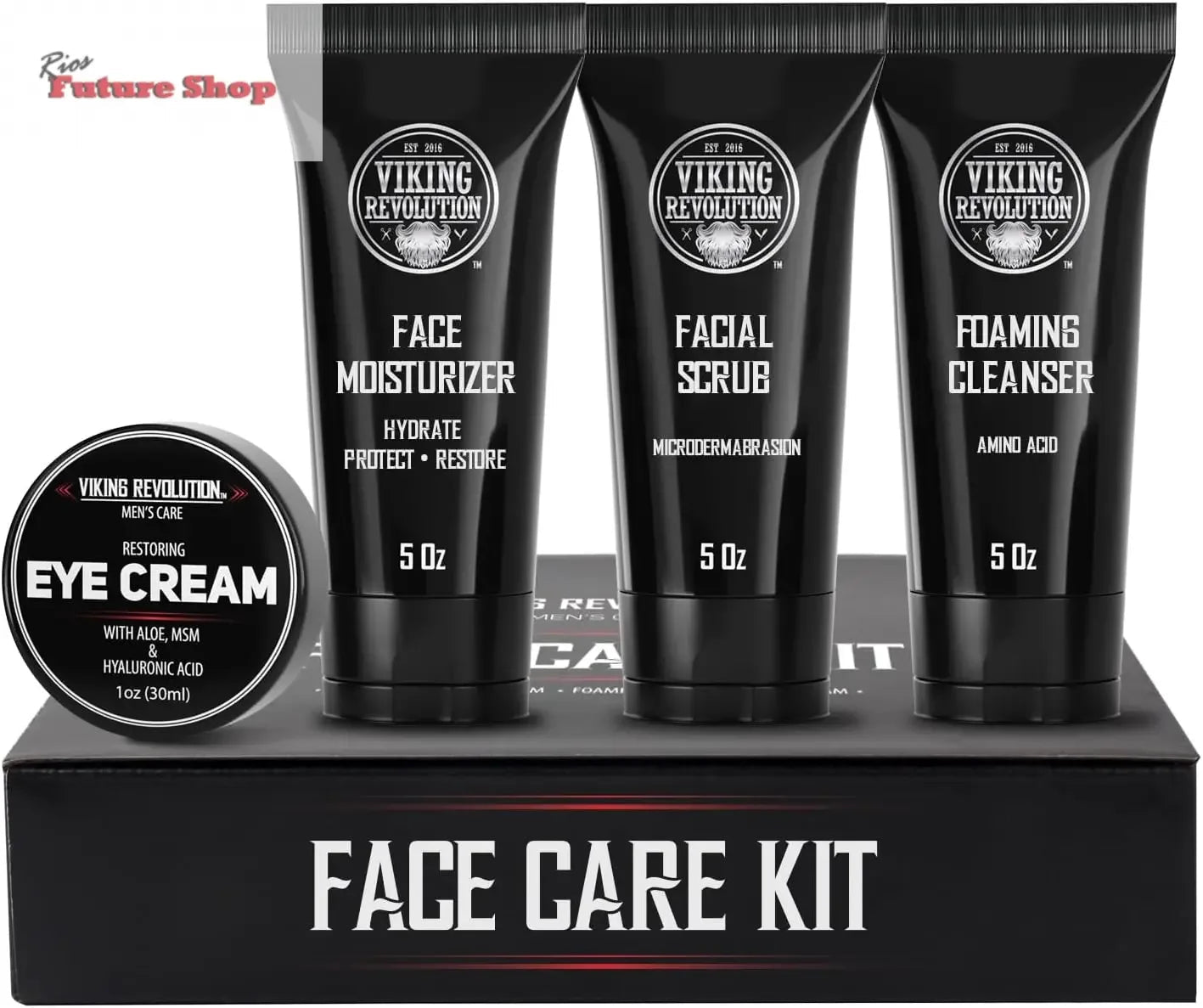 Viking Revolution - Kit de cuidados com a pele para homens - Skin Care homem - presente para homem - inclui creme hidratante, esfoliante facial, espuma de limpeza (142 g) e creme para os olhos (29 g) - Rios Future Shop