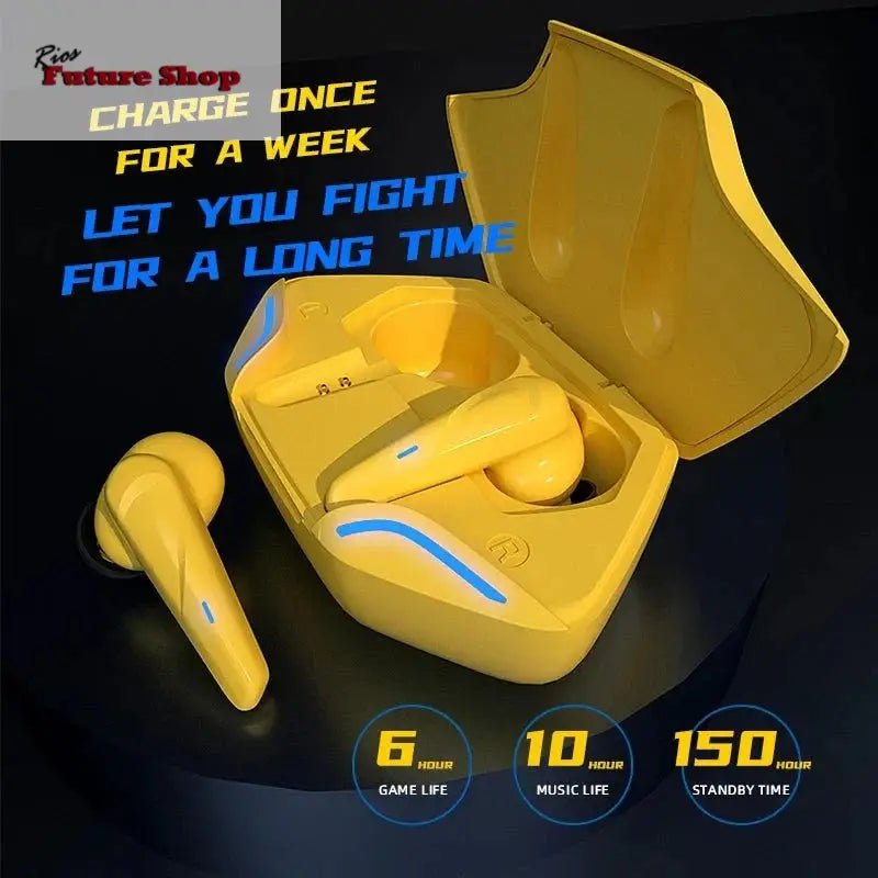 X15 Wireless Gaming Bluetooth Headset with charging case, TWS stereo earbuds, and low latency for iPhone and Xiaomi.