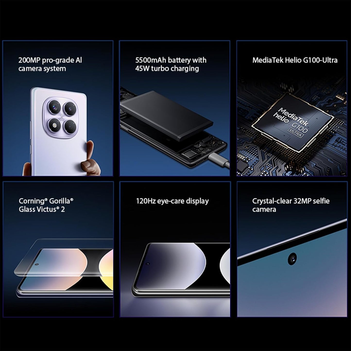 XIAOMI Redmi Note 14 Pro Smartphone de 8+256 GB, ecrã de 6,67" AMOLED FHD+ 120Hz, MediaTek Helio G100-Ultra, câmara de 200 MP, TurboCharge 45W, 5500 mAh, carregador não incluído Indo, roxo (Versão ES)