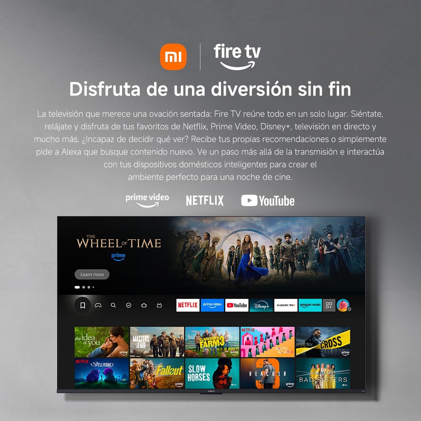 XIAOMI TV F 65, 65 Pulgadas (165 cm), 4K UHD, Smart TV, Fire TV, Control por Voz Alexa, HDR10, MEMC, Modo Game Boost 120Hz,2GB+32GB, Compatible con Apple AirPlay, 2025