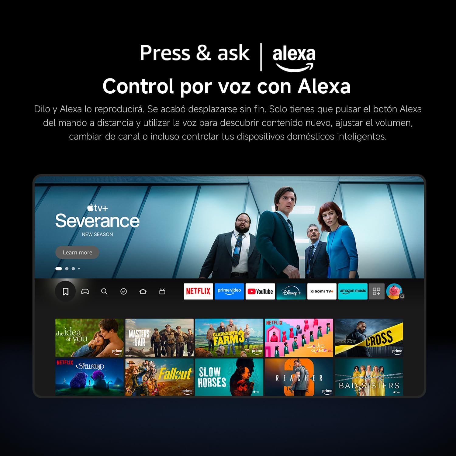 XIAOMI TV F 65, 65 Pulgadas (165 cm), 4K UHD, Smart TV, Fire TV, Control por Voz Alexa, HDR10, MEMC, Modo Game Boost 120Hz,2GB+32GB, Compatible con Apple AirPlay, 2025