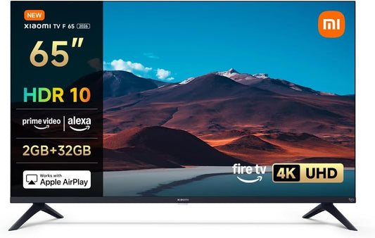 XIAOMI TV F 65, 65 Pulgadas (165 cm), 4K UHD, Smart TV, Fire TV, Control por Voz Alexa, HDR10, MEMC, Modo Game Boost 120Hz,2GB+32GB, Compatible con Apple AirPlay, 2025