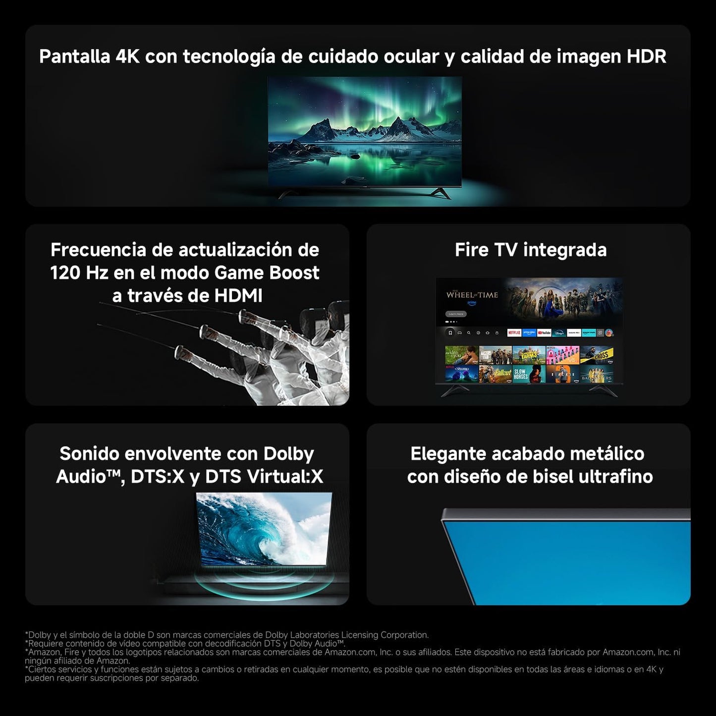 XIAOMI TV F 65, 65 Pulgadas (165 cm), 4K UHD, Smart TV, Fire TV, Control por Voz Alexa, HDR10, MEMC, Modo Game Boost 120Hz,2GB+32GB, Compatible con Apple AirPlay, 2025