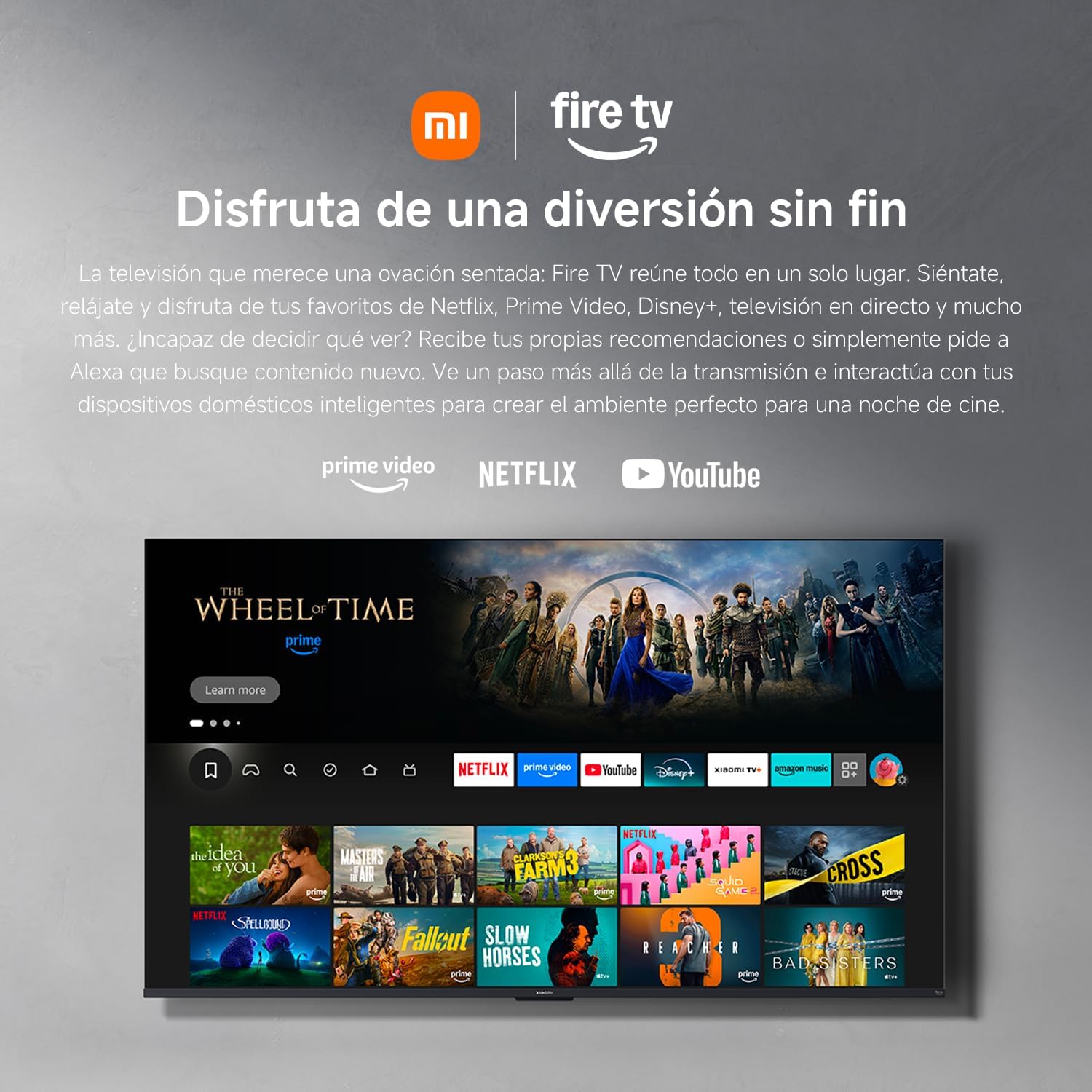 XIAOMI TV F Pro 75, 75 Pulgadas (190 cm), 4K UHD QLED, Smart TV, Fire TV, Control por Voz Alexa, HDR10+, Modo Game Boost 120Hz, MEMC, 2GB+32GB, Compatible con Apple AirPlay, 2025