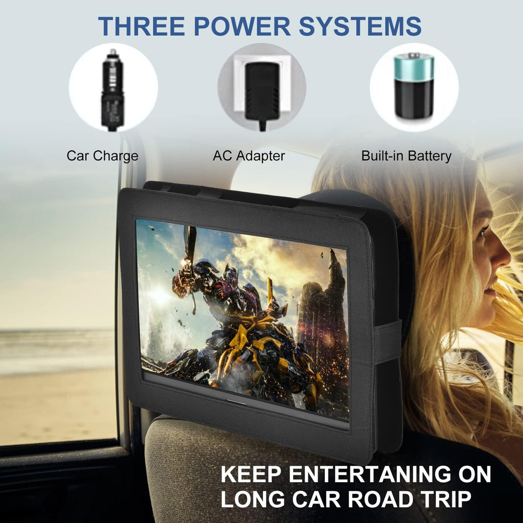 YOOHOO 16.9 Inch Portable DVD Player with 14.1 Inch Rotating Large Screen, Portable DVD Player with Rechargeable Battery for Kids Mobile Phone,Black