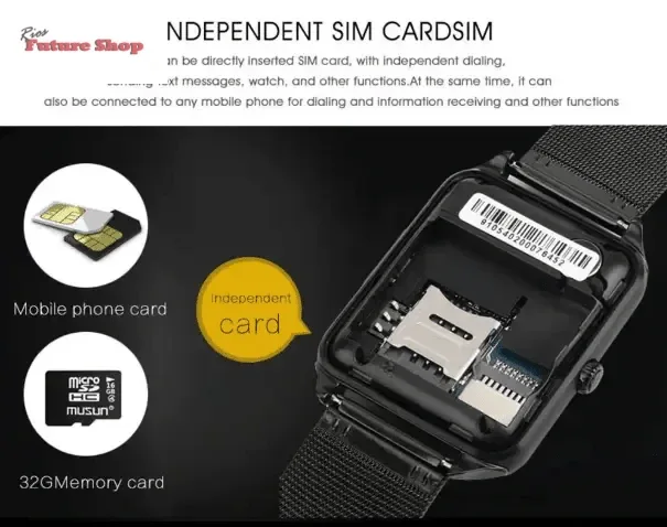 Z60 com pulseira de metal relógio inteligente e com câmera android - Rios Future Shop