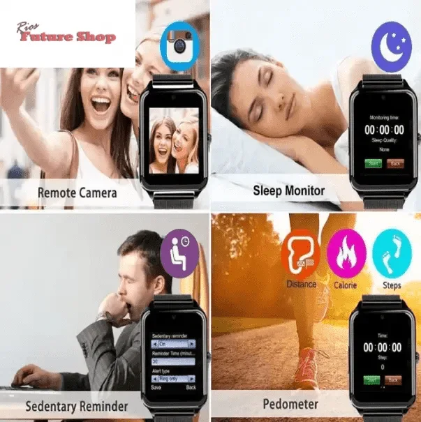 Z60 com pulseira de metal relógio inteligente e com câmera android - Rios Future Shop